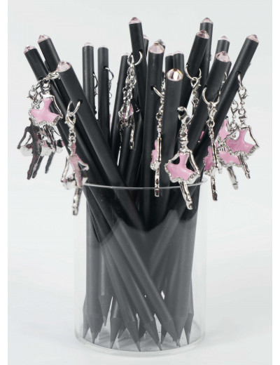 Pencil with ballet dancer charm pink/crystal