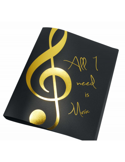 Ring binder ''All I need is Music'' golden A4/2 rings/20 mm