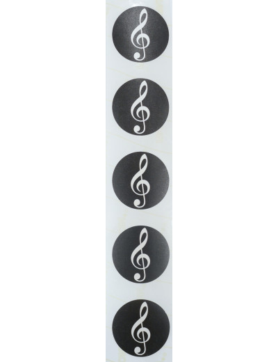Sticker g-clef black/white Ø 50 mm 5er / sheet