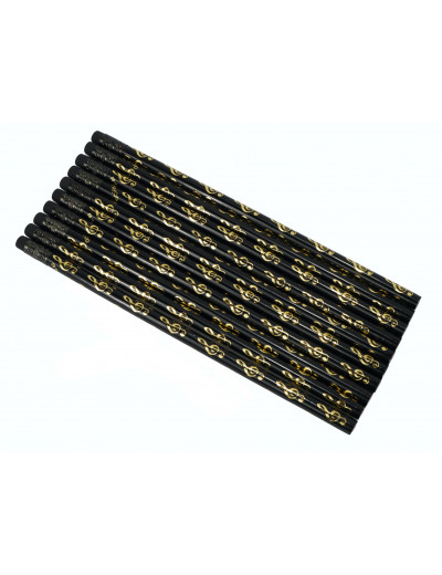 Pencil g-clef black/golden 10 PCS / SET