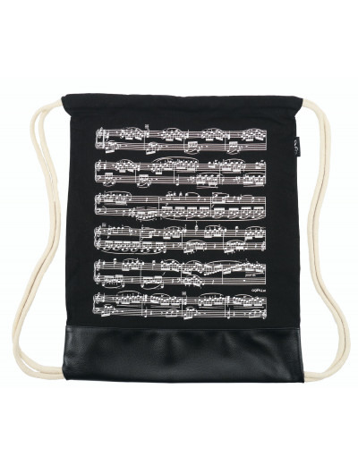 Drawstring bag notelines black