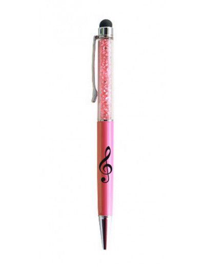 Stylus pen g-clef pink/crystal
