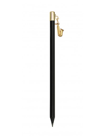 Pencil with sax charm gold